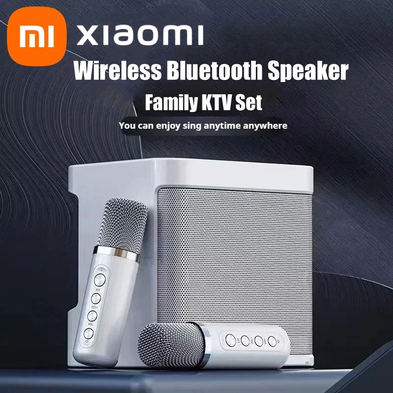 Portable Speaker Karaoke Speaker Xiaomi 10W Powerful Wireless Portable Dual Microphone Karaoke Machine Outdoor Family Party Home KTV Karaoke Subwoofer Boom Box