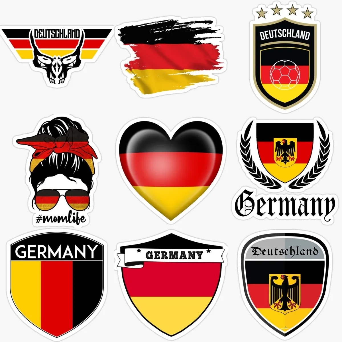 D Germany Deutschland Flag Badge Creative PVC Sticker for Decorate Car Motorcycle Laptop Camper Wall Van Bicycle Bumper Truck