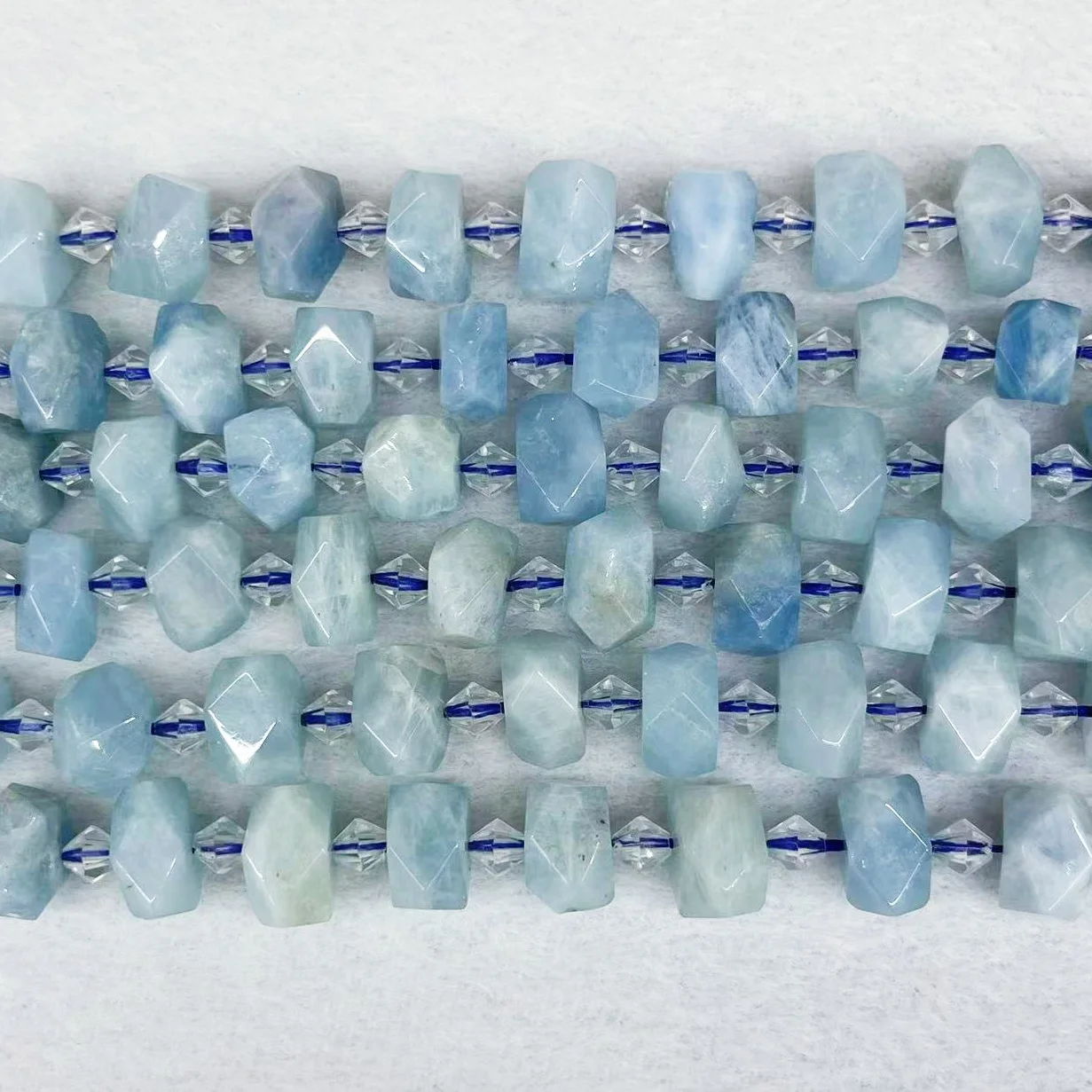 Noble Irregular Natural Aquamarine Beads Stone Top Grade Blue Loose Faceted Aeroides Smooth Spodumene Gem For DIY Jewelry Making