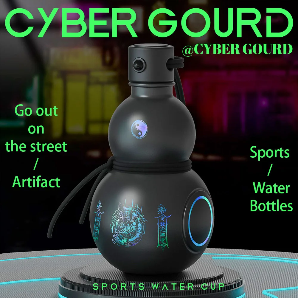 Retro-Inspired Gourd Water Bottle Large Capacity Wine Bottle PC Durable Water Kettle Sports Black Myth Wukong