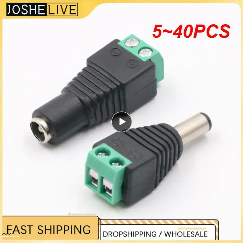 

5~40PCS Cameras 2.1mm x 5.5mm Female Male DC Power Plug Adapter For 5050 3528 5630 5730 Single Color LED Strip Light