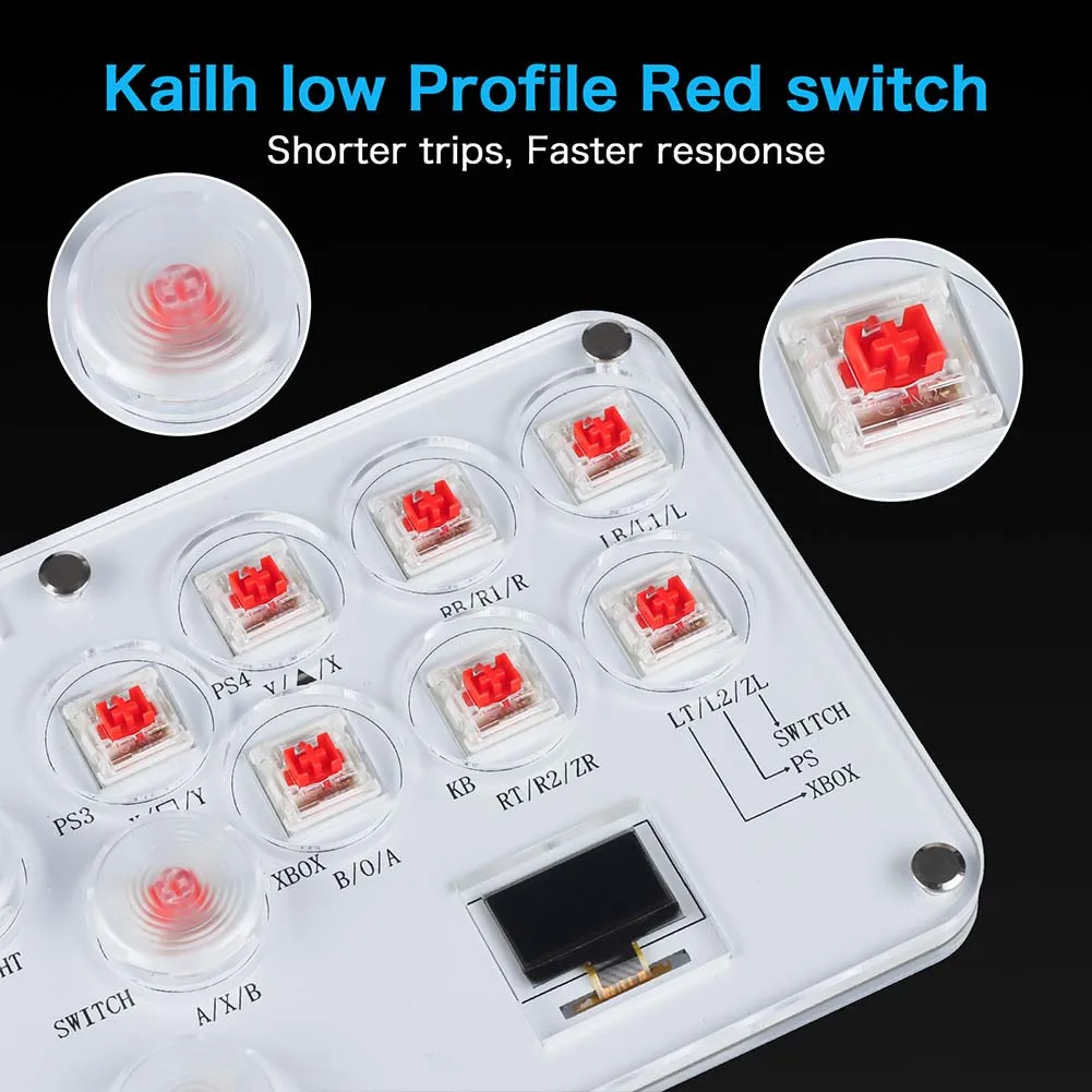 Leverless Controller Fight Sticks RGB Arcade Fightstick Stickless Arcade Stick Hitbox Keyboard Rims Button for PC/PS4/PS3/Switch