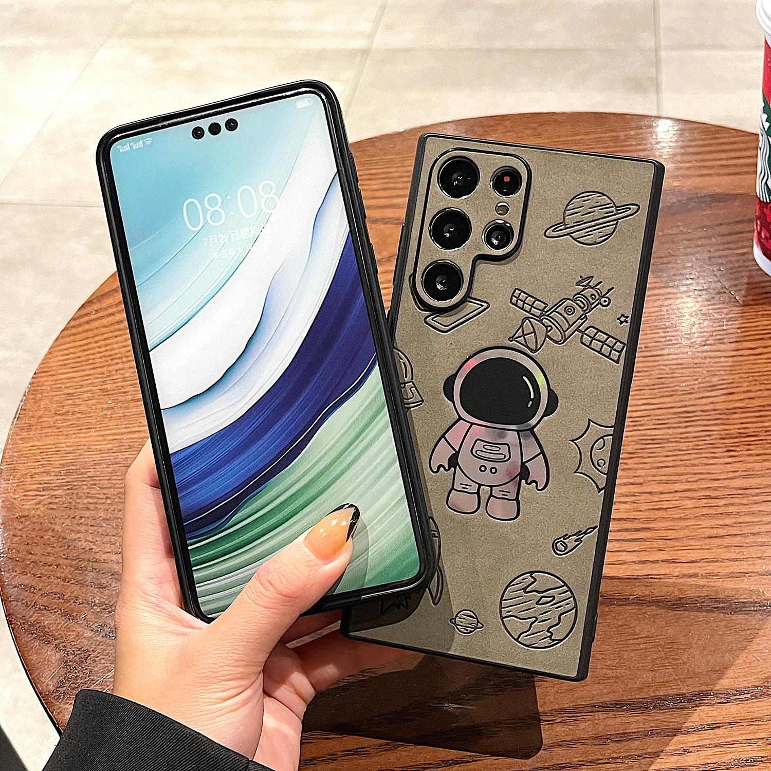 Coque de téléphone rigide en cuir d'astronaute Laser, étui arrière antichoc antichoc pour Huawei P60 Mate 60 50 40 30 Pro_voghion.com
