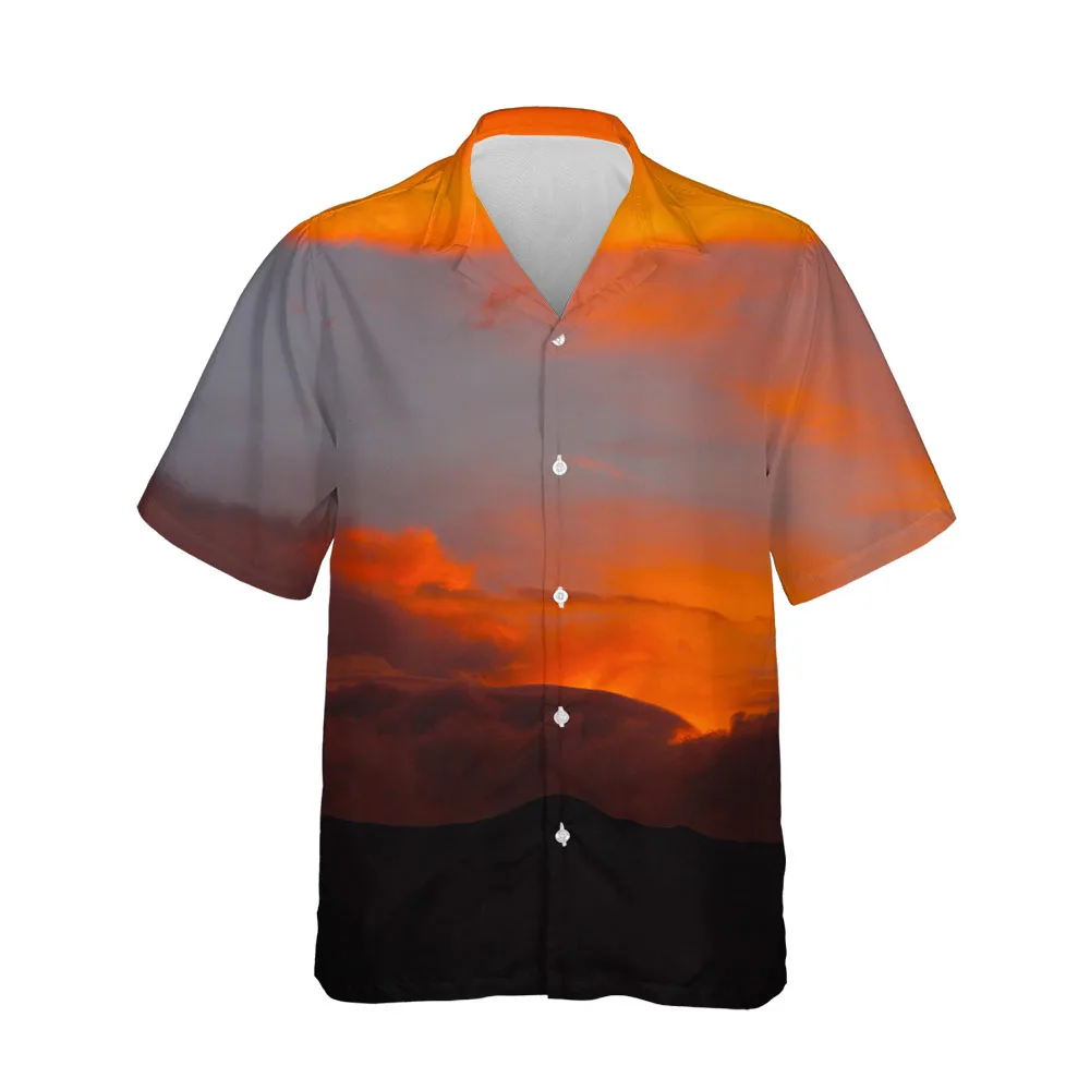 

Jumeast 3D Summer Hawaiian Men's Short Sleeve Shirt Simple Sunset Collection Breathable Shirt Fashion Street Blouses Clothing