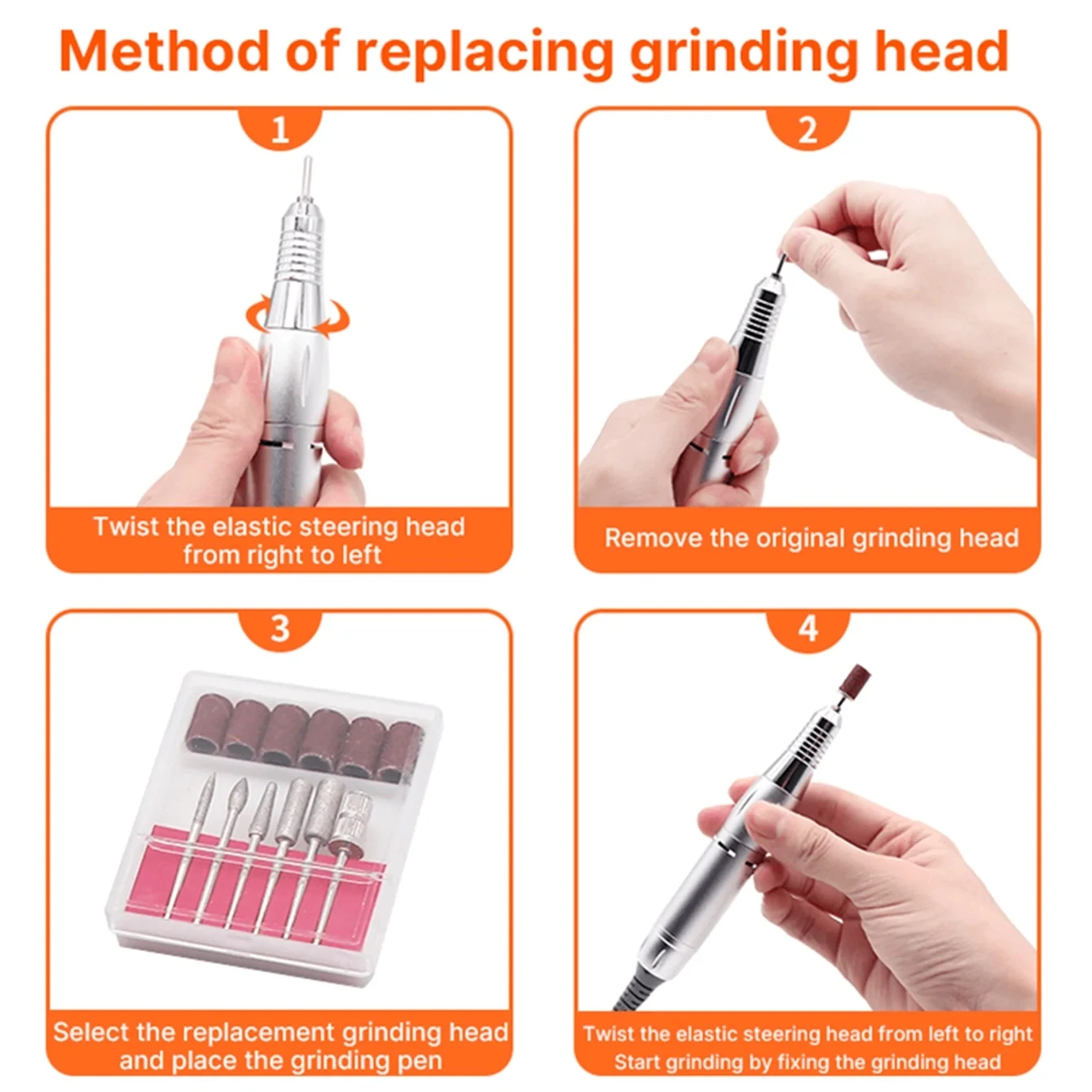 Nail Polisher Grinding Nail Drill 30000rpm pink Portable Rechargeable Nail Polisher for Home or Nail Shop Use 6