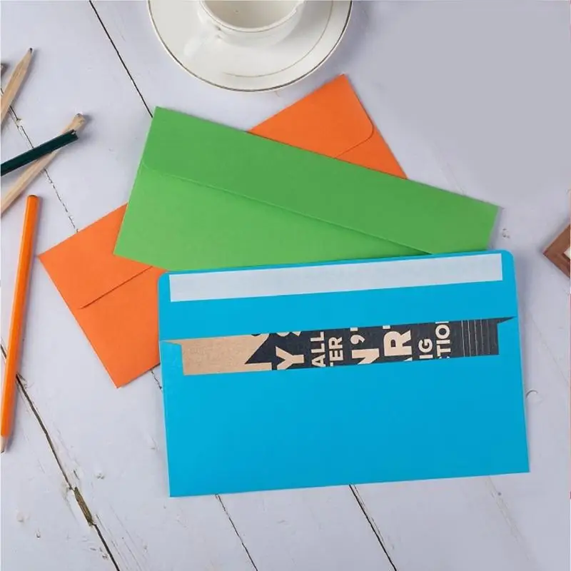 50 Pieces Self-Seal Envelopes Business Envelopes Standard Colorful for Office Birthday Invitations F0T1