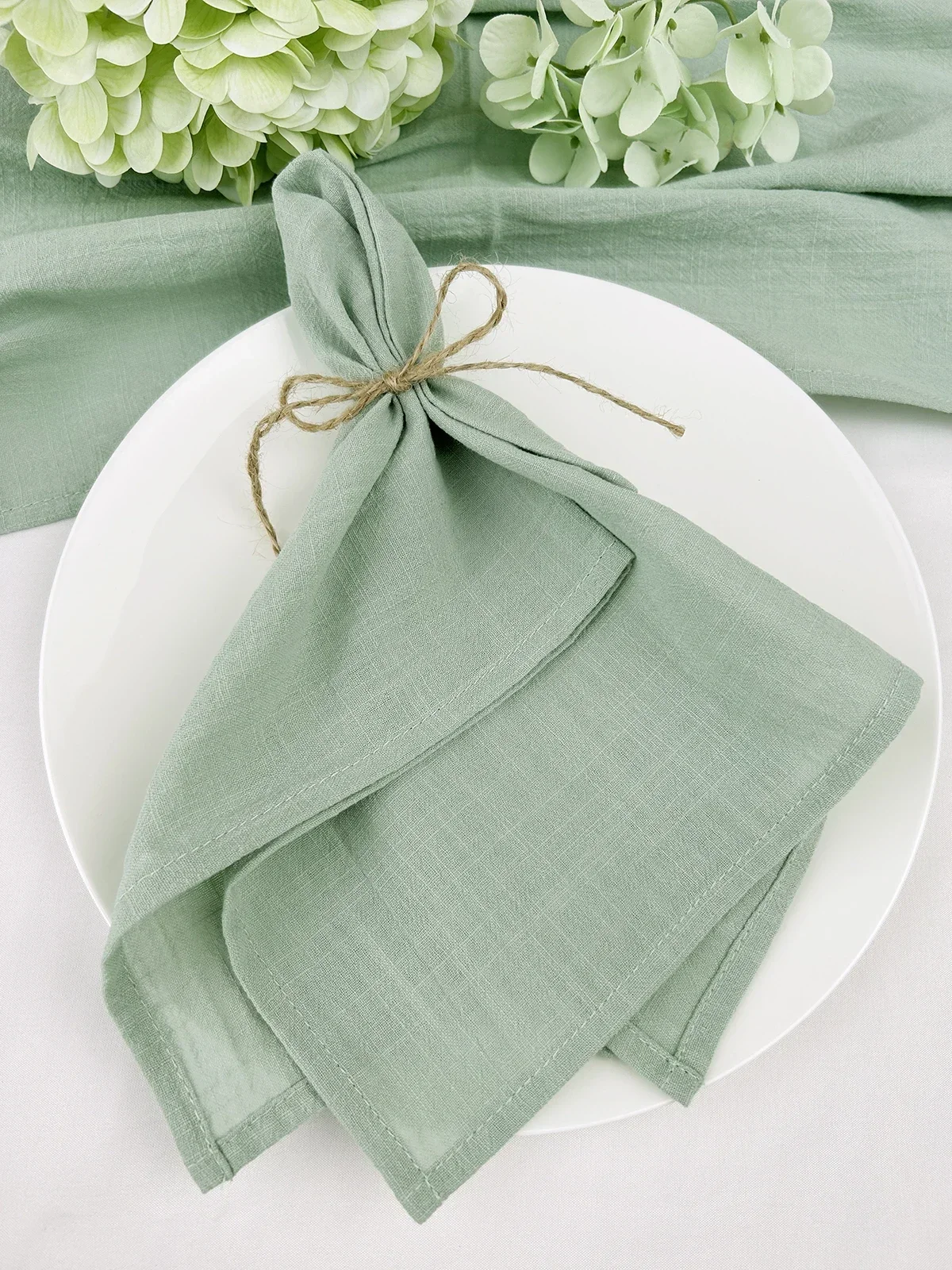 Wholesale 30pcs 30x45cm 100% Cotton Sage Green  Napkin Reusable Wedding Party Christmas Table Decor Retro napkins