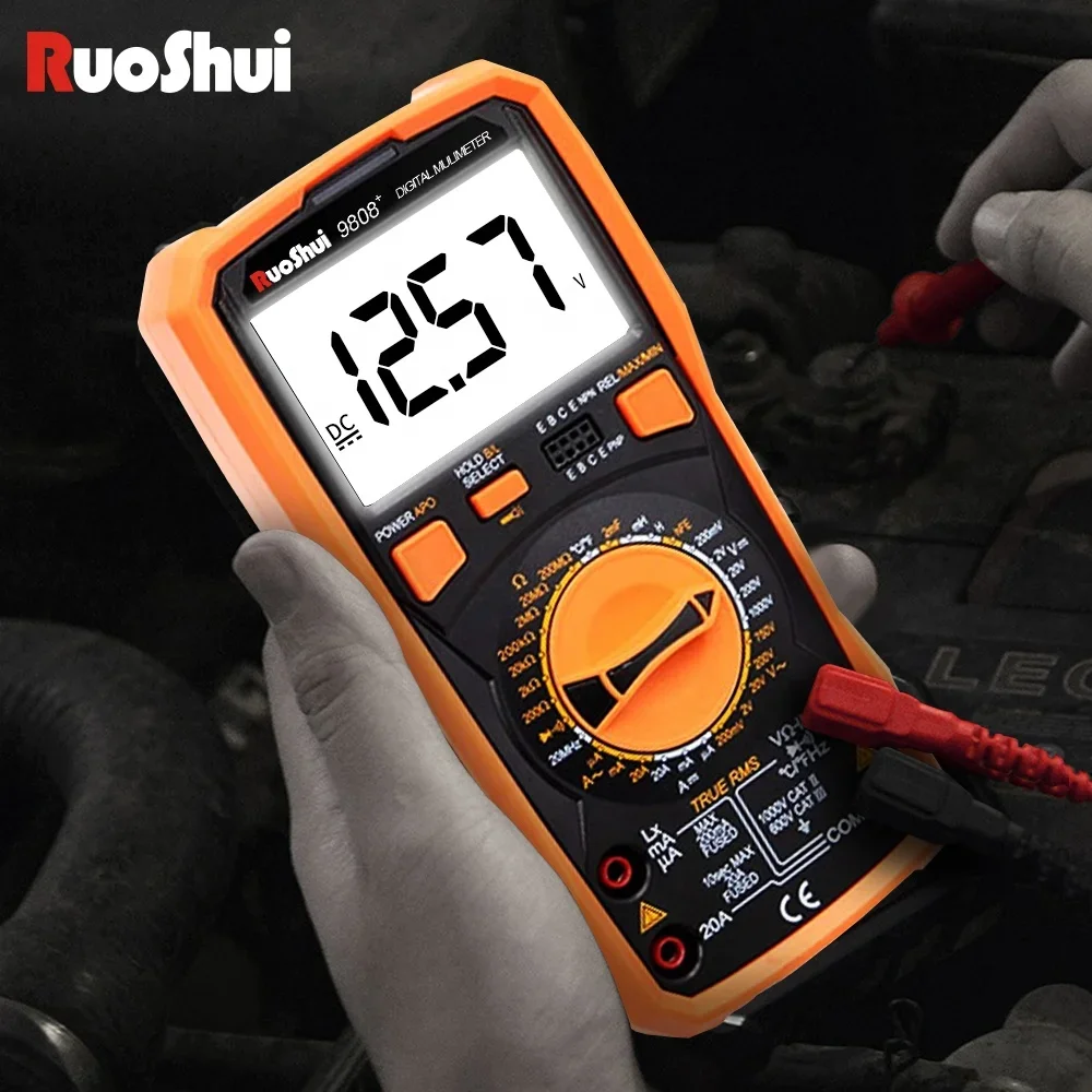 RuoShui 9808+ Digital Multimeter RTS High Precision 2000uF Capacitance Frequency Temperature and Inductance Meter