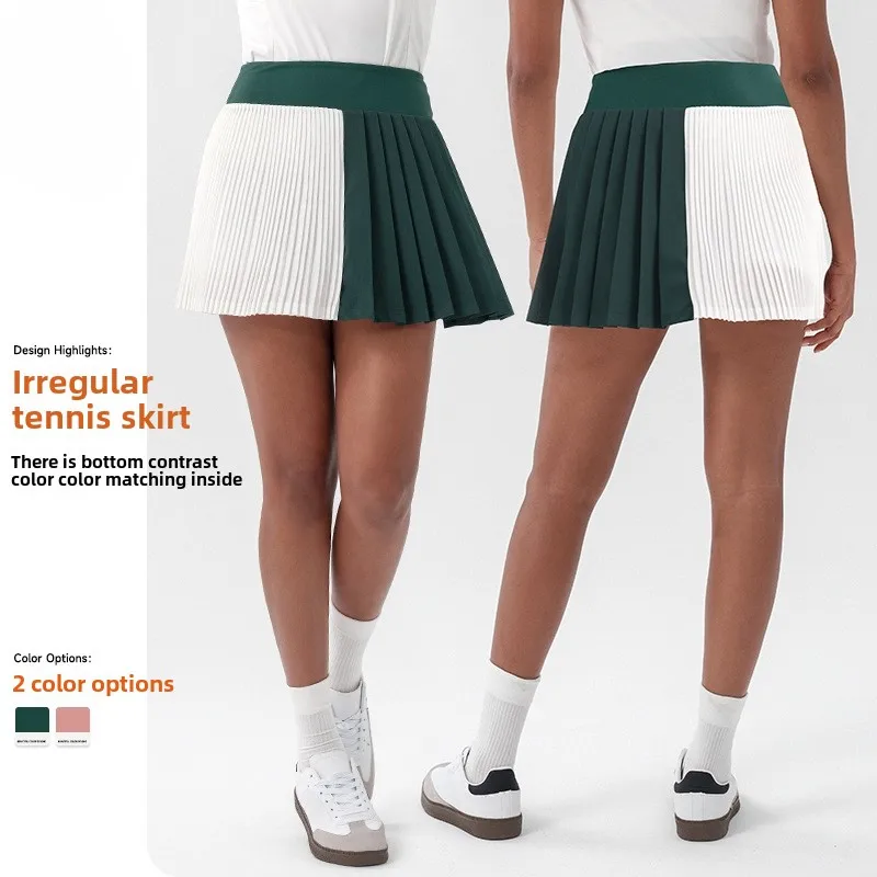 New Spring And Summer New Contrast Color Yoga Skirts Tight Stretch Golf Tennis Skirt Anti-exposure Running Sports Short