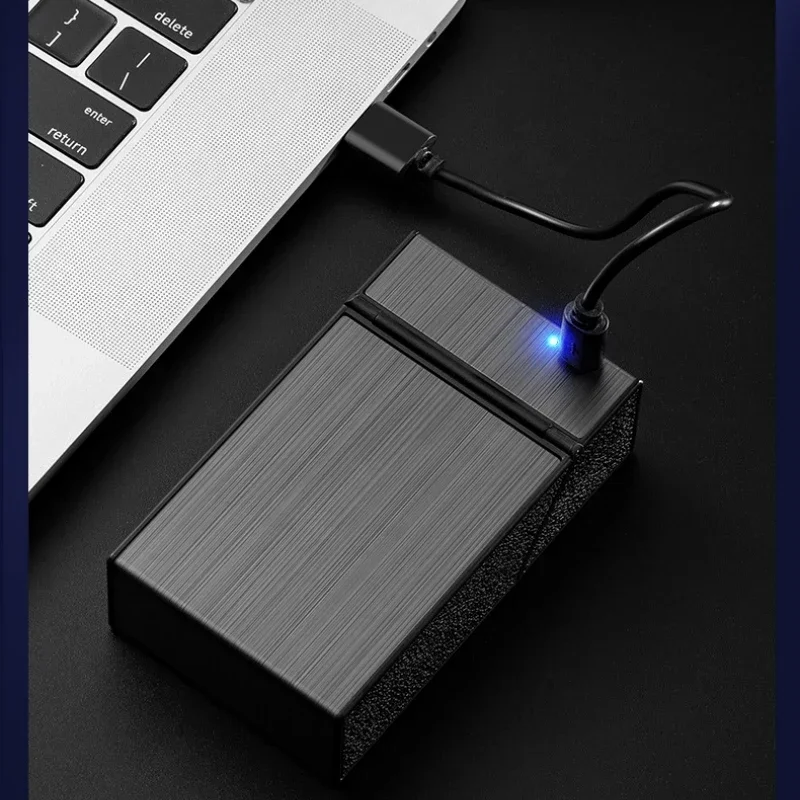 20 Thick Cigarette Case Tungsten Wire Igniter USB Charging Lighter Outdoor Waterproof and Moisture proof Electronic Lighters