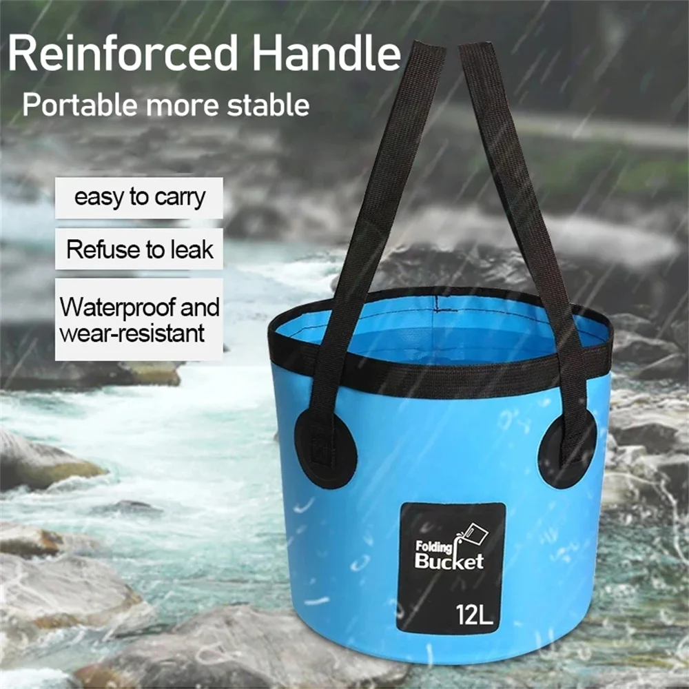 12L Waterproof Folding Bucket Portable Outdoor Travel Folding Multifunctional Car Wash Fishing Camping Fold Water Storage Bucket