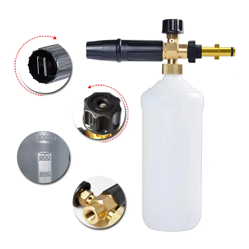 Geichan Snow Foam Cannon & Lance – 1L Bottle, 1/4" Quick Connect For Pressure Washers