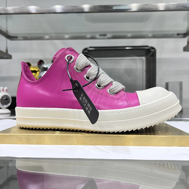 Men Low Top Casual Shoes Jumbo Lace Up Leather Main Line Thick Sole Pink Women Big Plus Size Ro Luxury Designer Sports Sneakers 2
