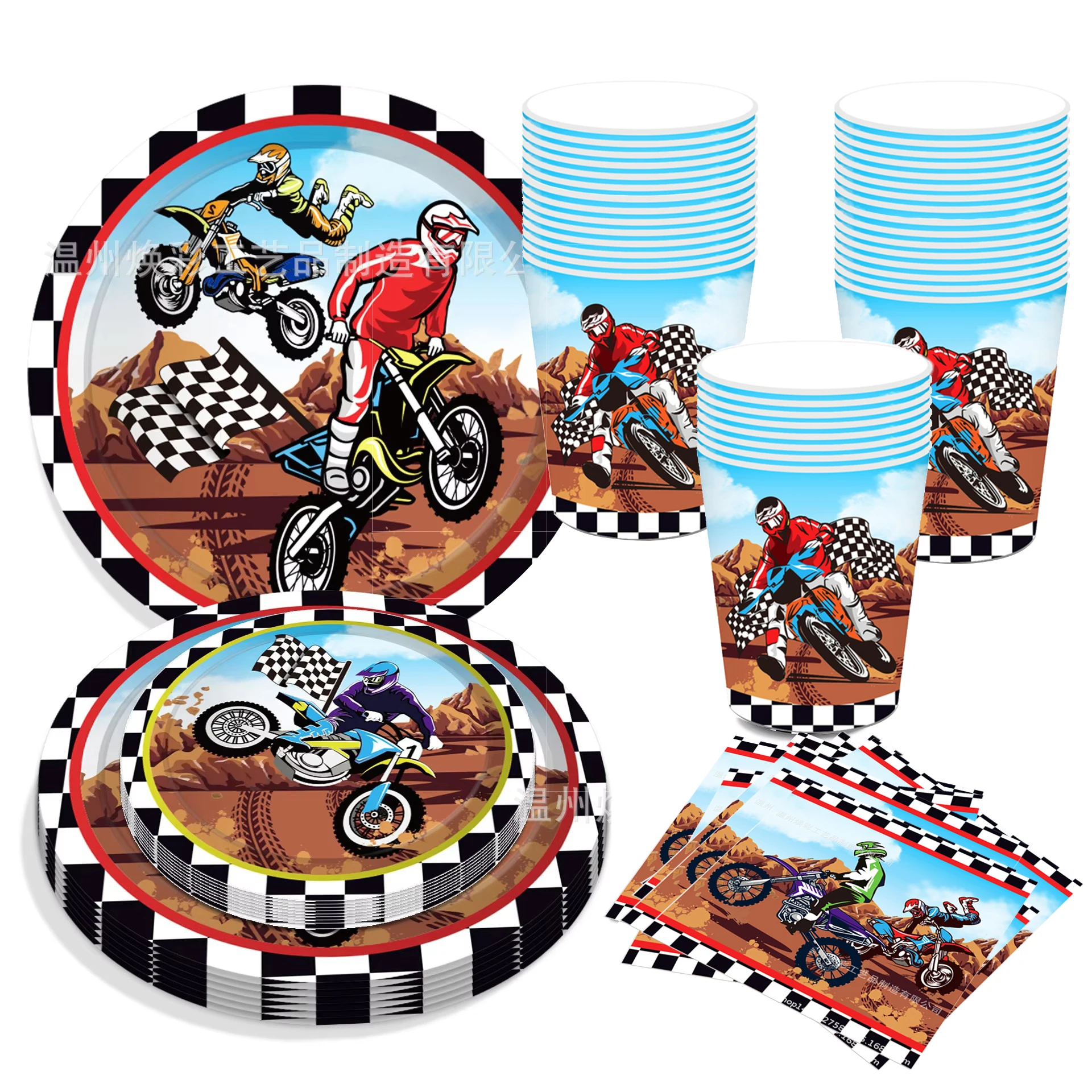 Motorrad Dirt Biker Geburtstag Party Supplies Motocross Dessert Pappteller Tassen Servietten Einweggeschirr Gefallen für Jungen