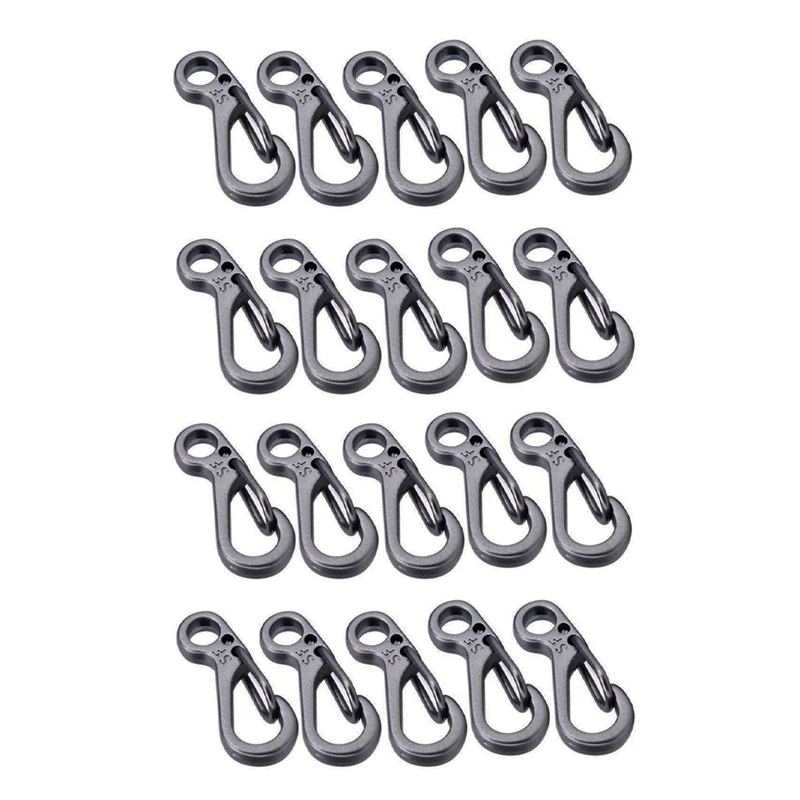 

20PCS/Mini Spring Backpack Clasps Climbing Carabiners EDC Keychain Camping Bottle Hooks Survival Gear - Grey