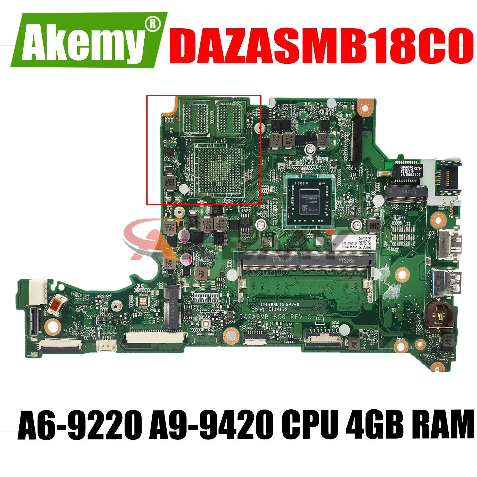 

DAZASMB18C0 ZAS For Acer Aspire A315-21G A315-31 Laptop Motherboard with A6-9220 A9-9420 CPU 4GB RAM 100% Tested