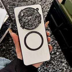 Premium PU Leather Magnetic Phone Case with Wireless Charging Compatibility for Nothing Phone 3A pro (White)