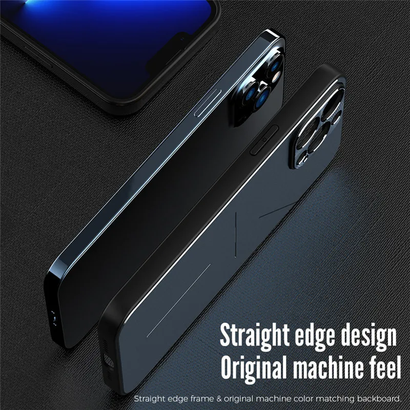 Luxury Ultra Thin Phone Case For Iphone 12 13 Mini 11 Pro Max Metal Back Cover Soft Tpu Bumpers Lens Protection Cover