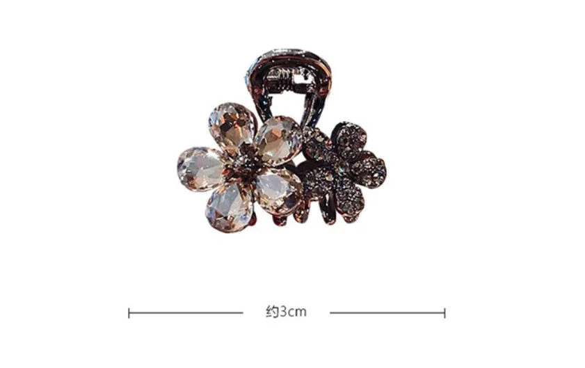 Glänzende Strass-Haarspangen mit niedlichen Mini-Blumen für Damen, kleine florale Haarspangen, elegante Haar-Accessoires für den Alltag – Detail 2