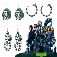 Sandworm Halloween Creative Beetle Hoop juice Earring Brooch for Women Beetle Creepy Chunky Jewelry Cosplay Props Accessories