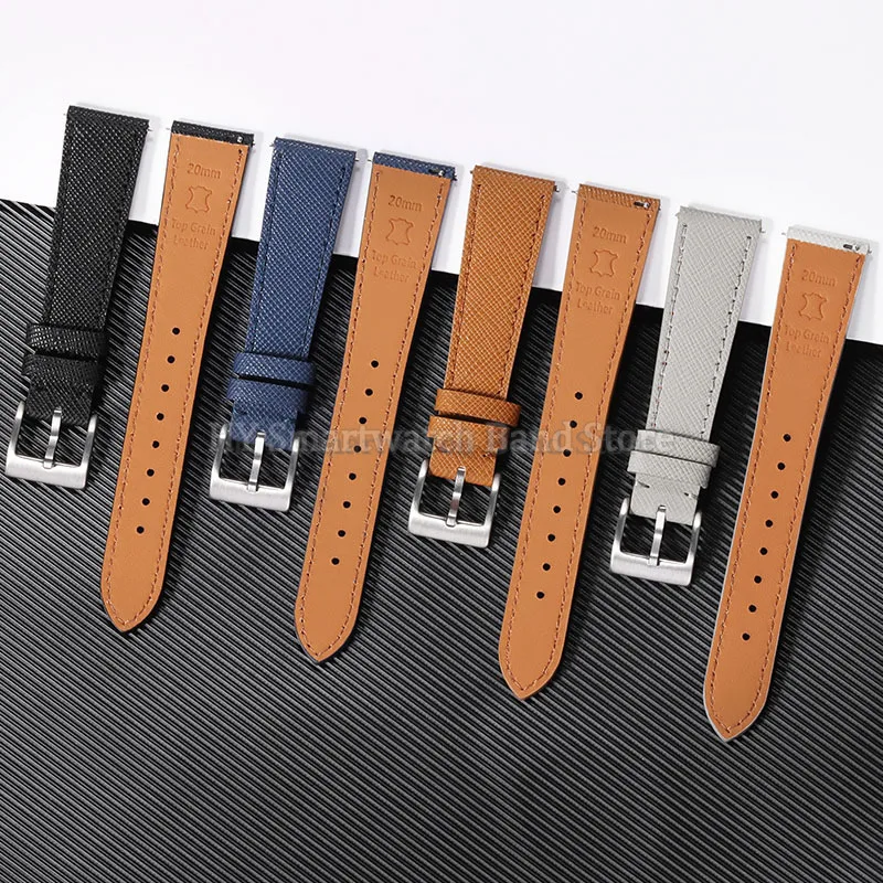 Luxurious Quick Release Vintage Stitched Leather Watch Strap Bracelet