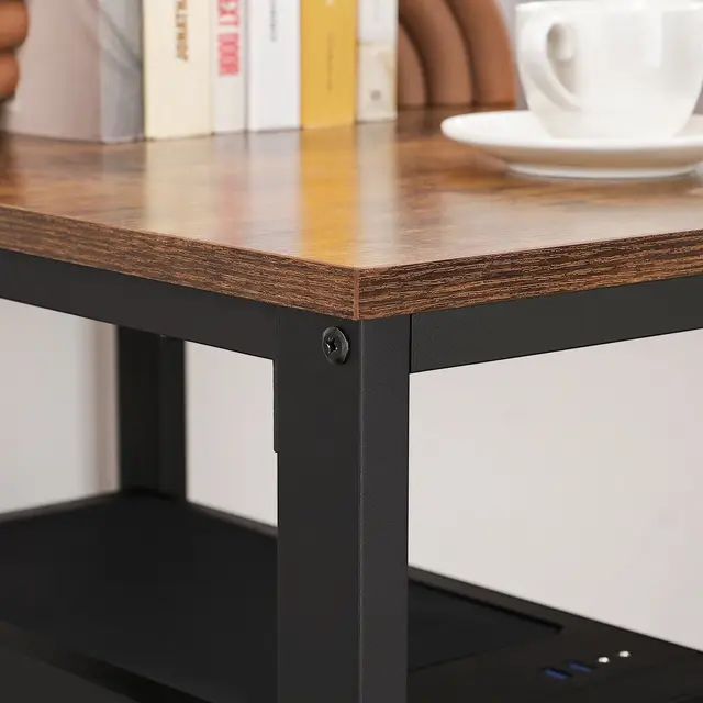 VASAGLE Desk Computer table, 120/140CM office table with 2 shelves 3