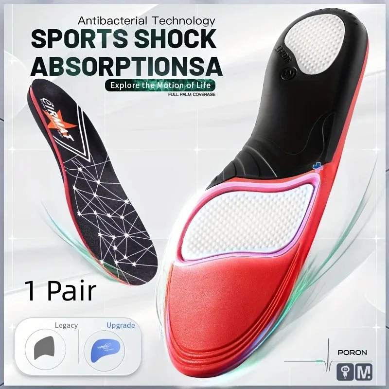 1 Pair Premium Insoles for Feet PU Gel Shock Absorption Breathable Comfortable Lightweight Sweat Absorbing Shoes Pads sport insoles