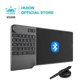 Huion KD200 Digital Drawing Tablet OSU Game Keydial Battery-Free Pen Wireless Graphics Tablets with Keyboard