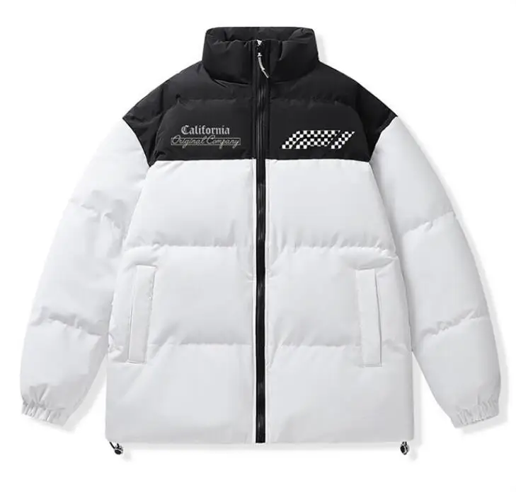 

oversized winter jackets for mens puffer jacket black white zip up cotton padded coats vestes jaqueta men clothing