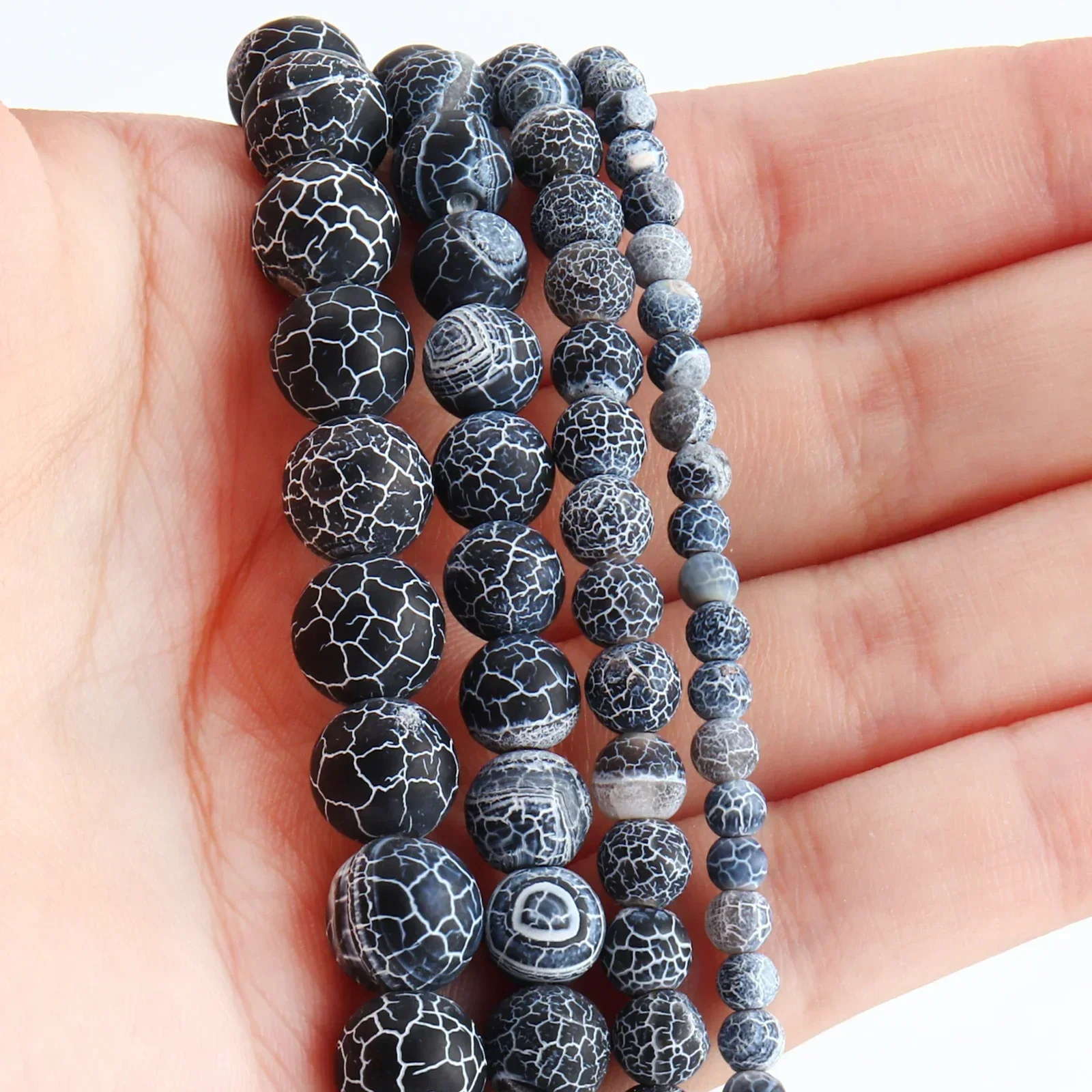 Bracelet Perles Agate Dragon Vein 10mm Fait Main - Taille Sur Mesure Homme/Femme - Bleu