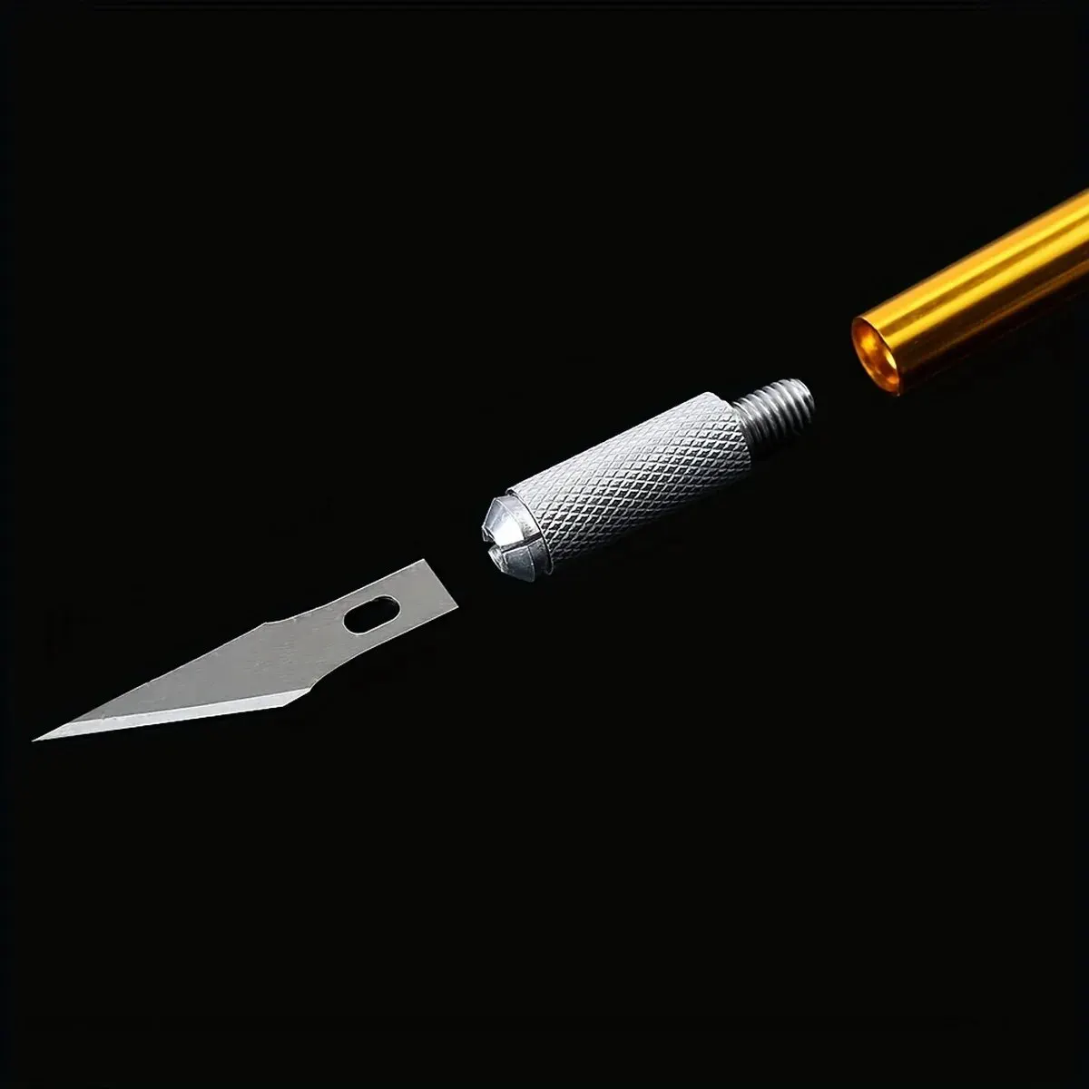 Carving knife 12Pcs/Set Engraving Non-Slip Metal Scalpel Kit 1 Carving Knife And 11 Blades Craft Hobby Gold/Silver Color Aluminum