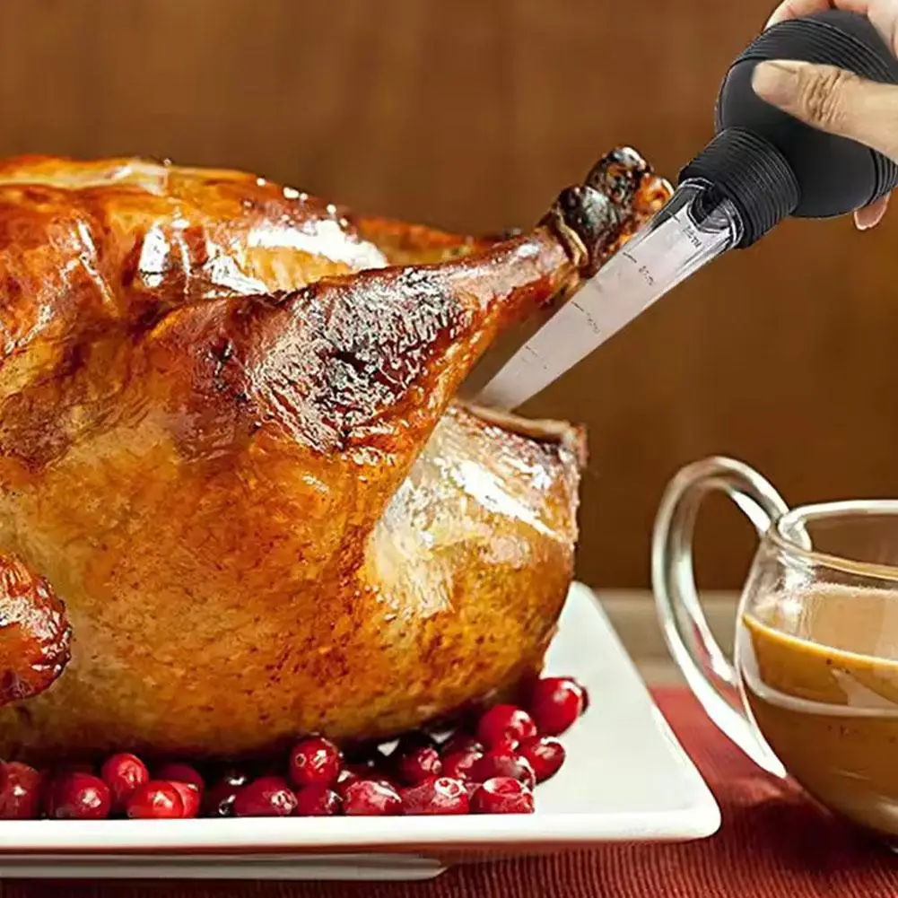 Description Picture 5 of item1pc Turkey Oil Dropper Cooking Turkey Chicken Oil Dropper Pump Baster Pipe Flavour Kitchen Food Tools Syringe BBQ Tube B1W4