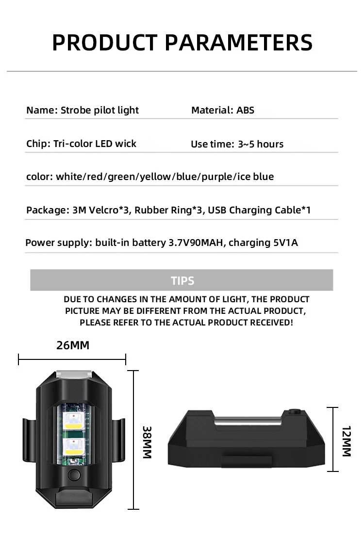 Strobe warning light mounted on motorcycle