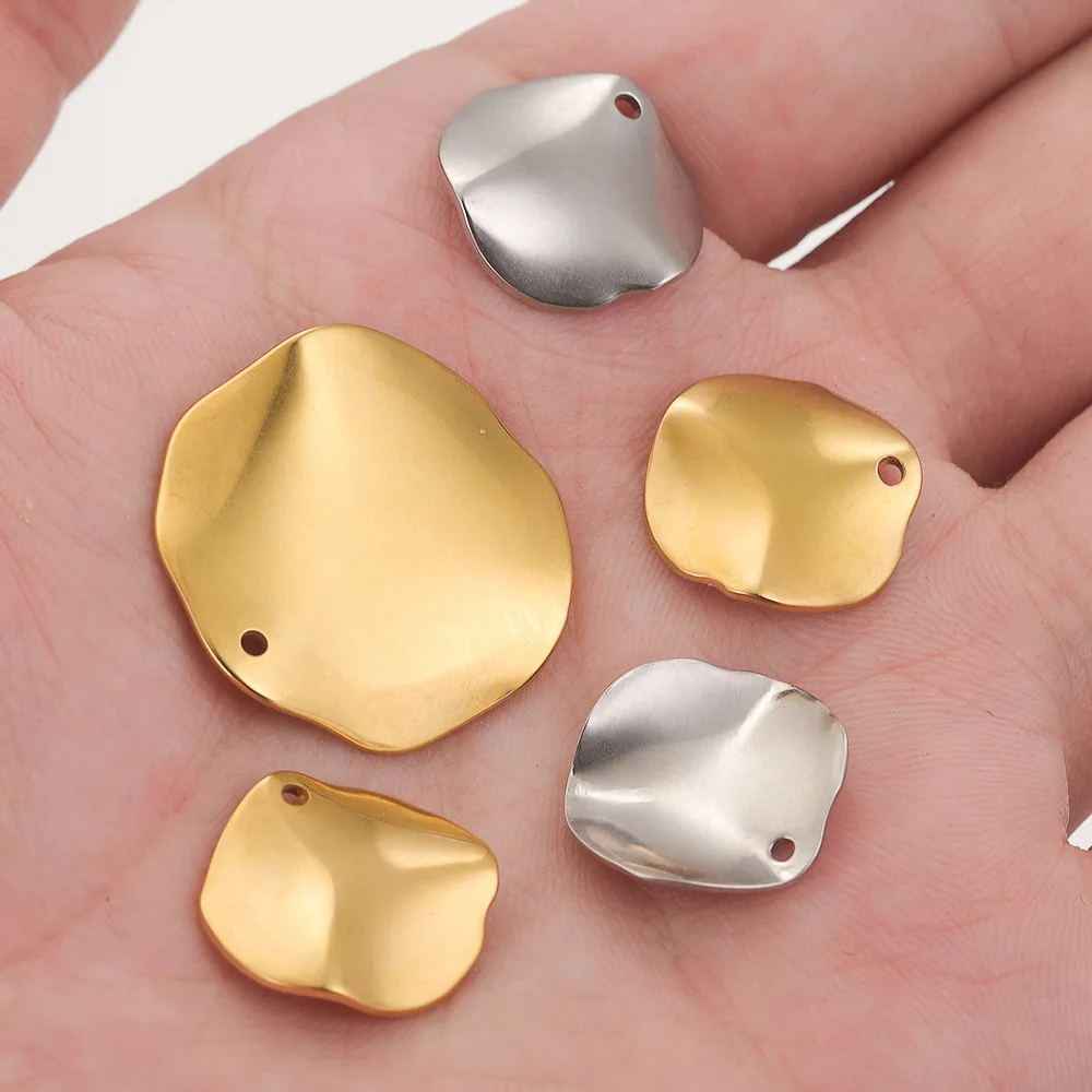 Stainless Steel Curved Hammered Irregular Dangle Pendant DIY Geometric Jewelry 3