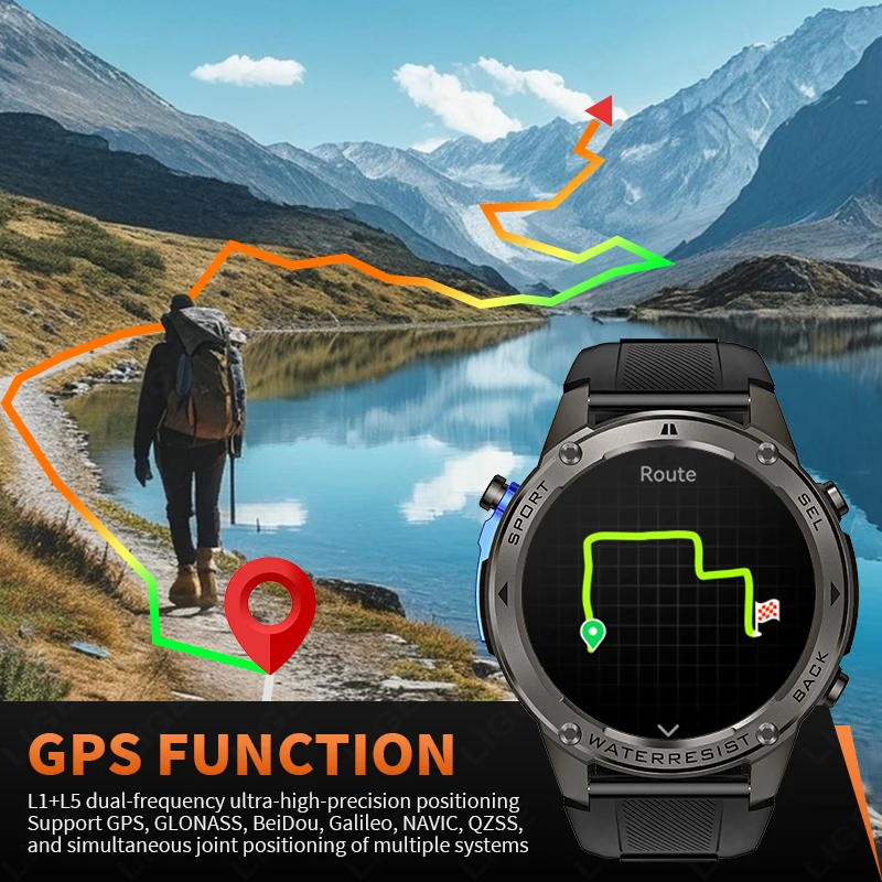 LIGE New GPS Sport Smart Watch Outdoor Run Swim Fitness Watches AMOLED Voice Call Compass Altimeter 5AMT Waterproof Bracelet Men