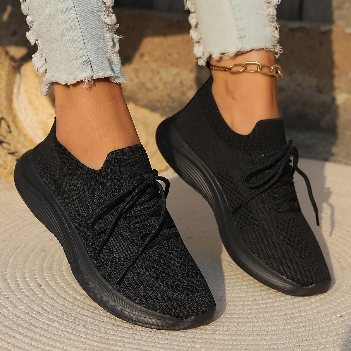 Summer Knitted Breathable Sneakers Women's Vulcanize Shoes