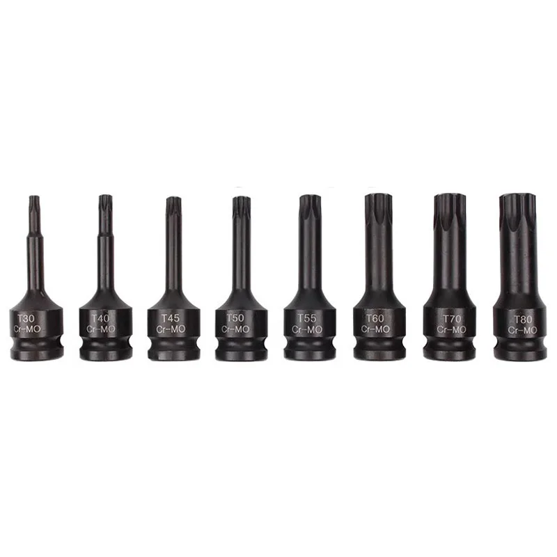 1pcs Torx Impact Socket Bits 1/2 Inch Drive Socket Adapter Screwdriver Bits T20 T25 T27 T30 T35 T40 T45 T50 T55 T60 T70 T80 T100 5