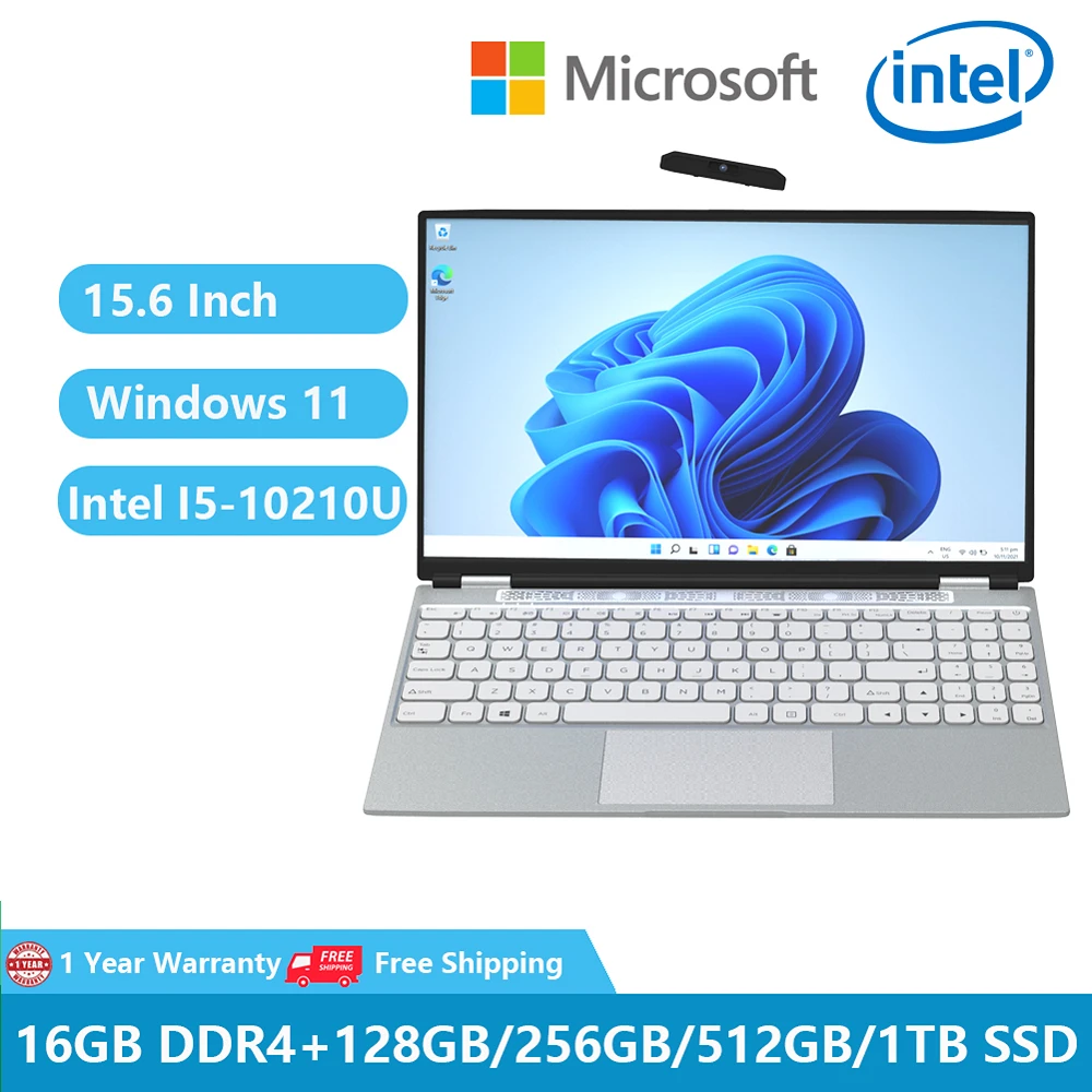 Ordinateur portable 15.6 pouces Intel N95, Ordinateur de bureau  d'apprentissage Windows 11, ordinateur portable de jeu à bas prix