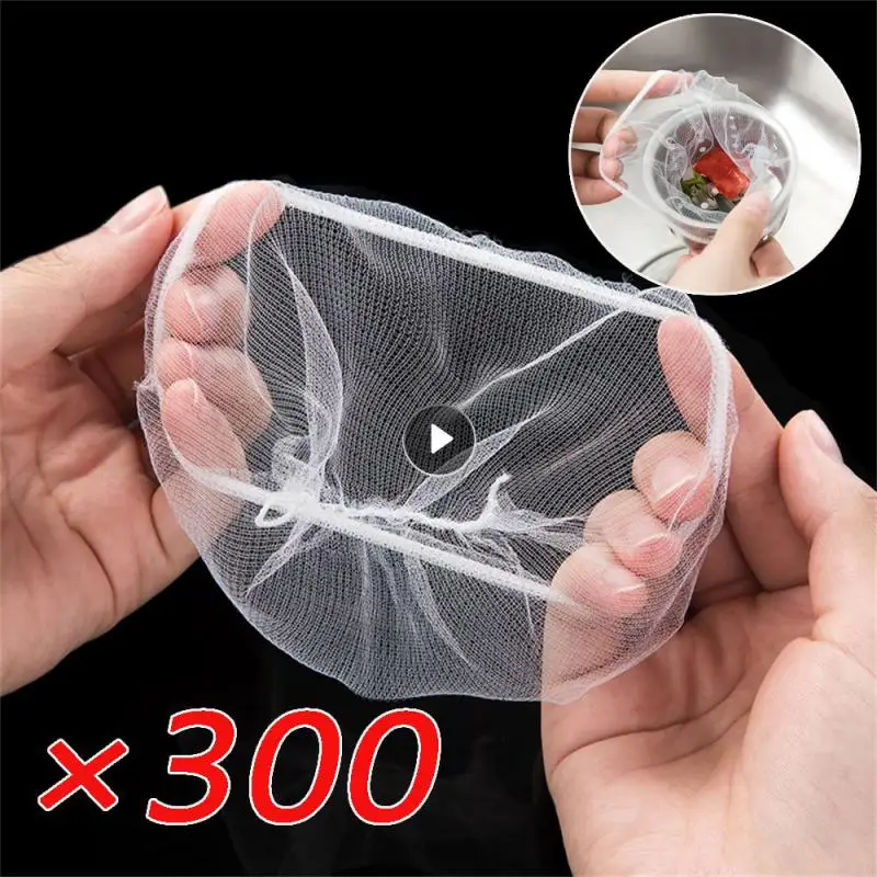 

300PCS Disposable Kitchen Sink Filter Mesh Anti-blocking Garbage Bags Pool Leak Bag Sewer Drain Filters Slag Strainers Cleaning