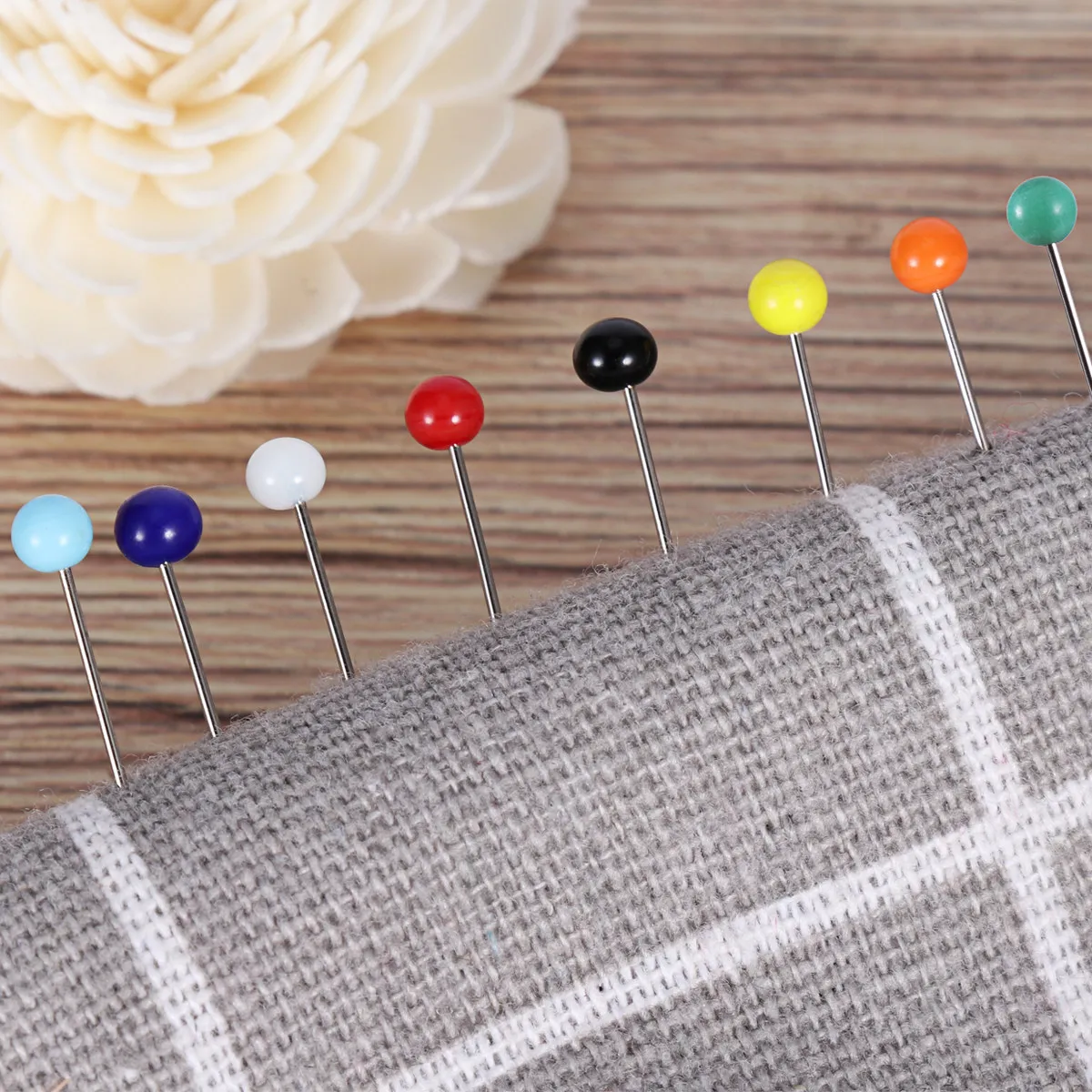 250개 유리 헤드 핀, 다양한 색상, 4mm 헤드, 34mm 핀, 바느질, 의류 제작, 공예, 자수, 웨딩 파티에 적합