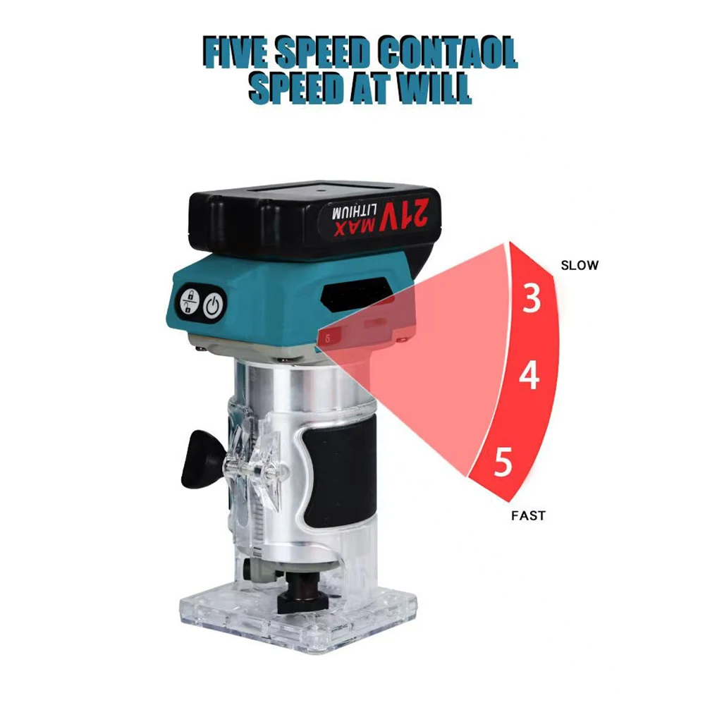 Wood Router Electric Trimmer Brushless Woodworking Trimming Wood Router Milling Engraving Slotting Machine Fit Makita/Dewalt 20V No Battery