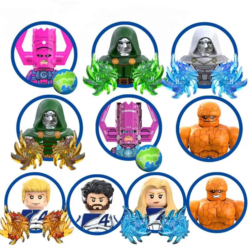 Hot Toys TV6123 Mini-Bausteine Galactus Doctor Doom Thing Human Torch Invisible Woman Mister Fantastic Figuren-Modell für Kinder