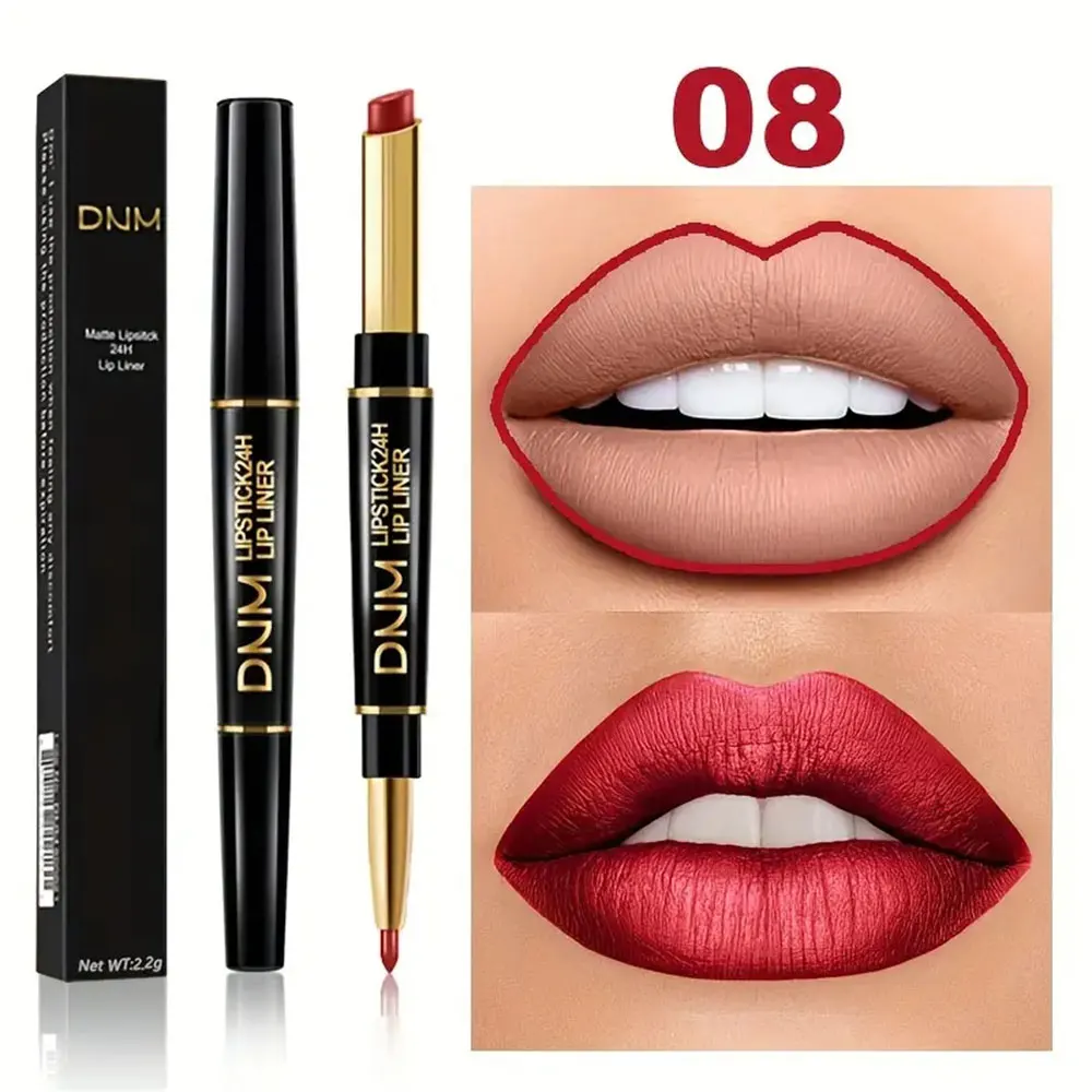 Dual-End Non-Stick Long-Lasting Lipstick & Lip Liner - High Pigment & Waterproof Valentine's Day Gift