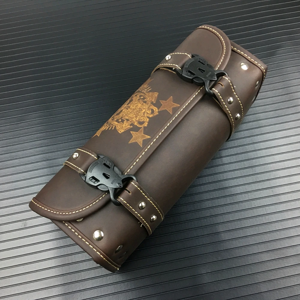 Motorcycle Saddle Bag PU Leather Vintage Saddlebag Side Tool Luggage Bag For Harley Universal