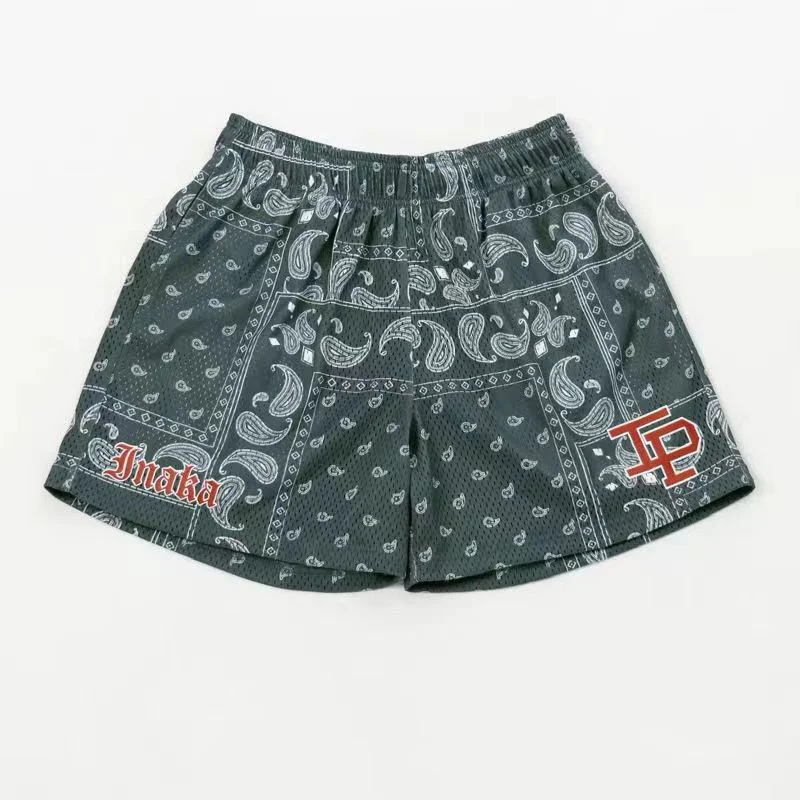 New summer Hawaiian beach fashion men's shorts Loose printed letter casual quarter pants mesh quick drying sweatpants