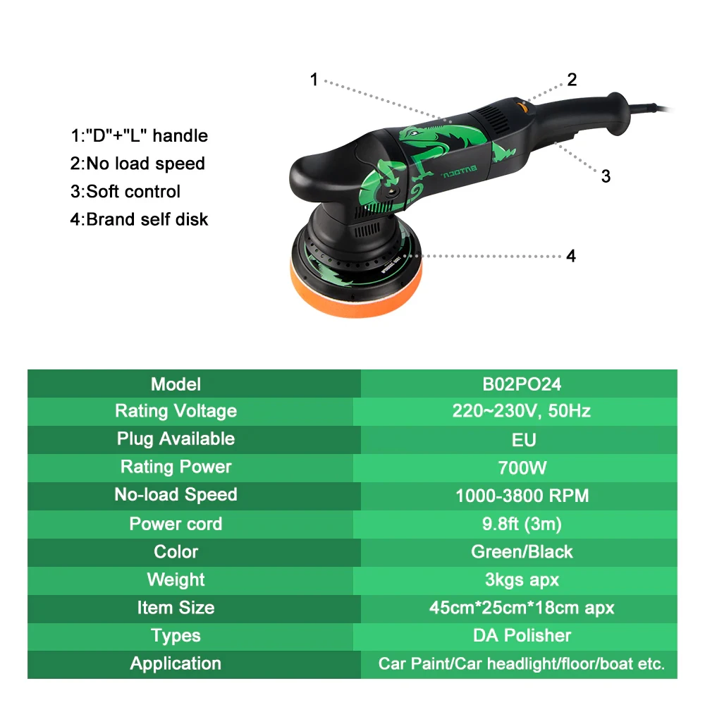 700W Dual Action Car Polisher Kit Machine 5Inch DA Car Polishing Machine Random Orbital Buffer Tool BATOCA