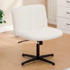 Wide Seat Channel Upholstered Office Chair White Boucle Modern Comfort Relaxation Glam Look Durable Metal Base Ergonomic Design 4