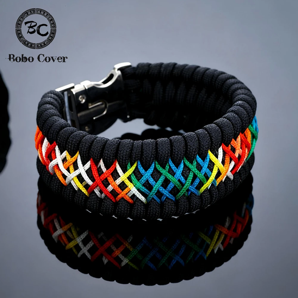 Colorful Handmade Paracord Survival Bracelet with Metal Clasp