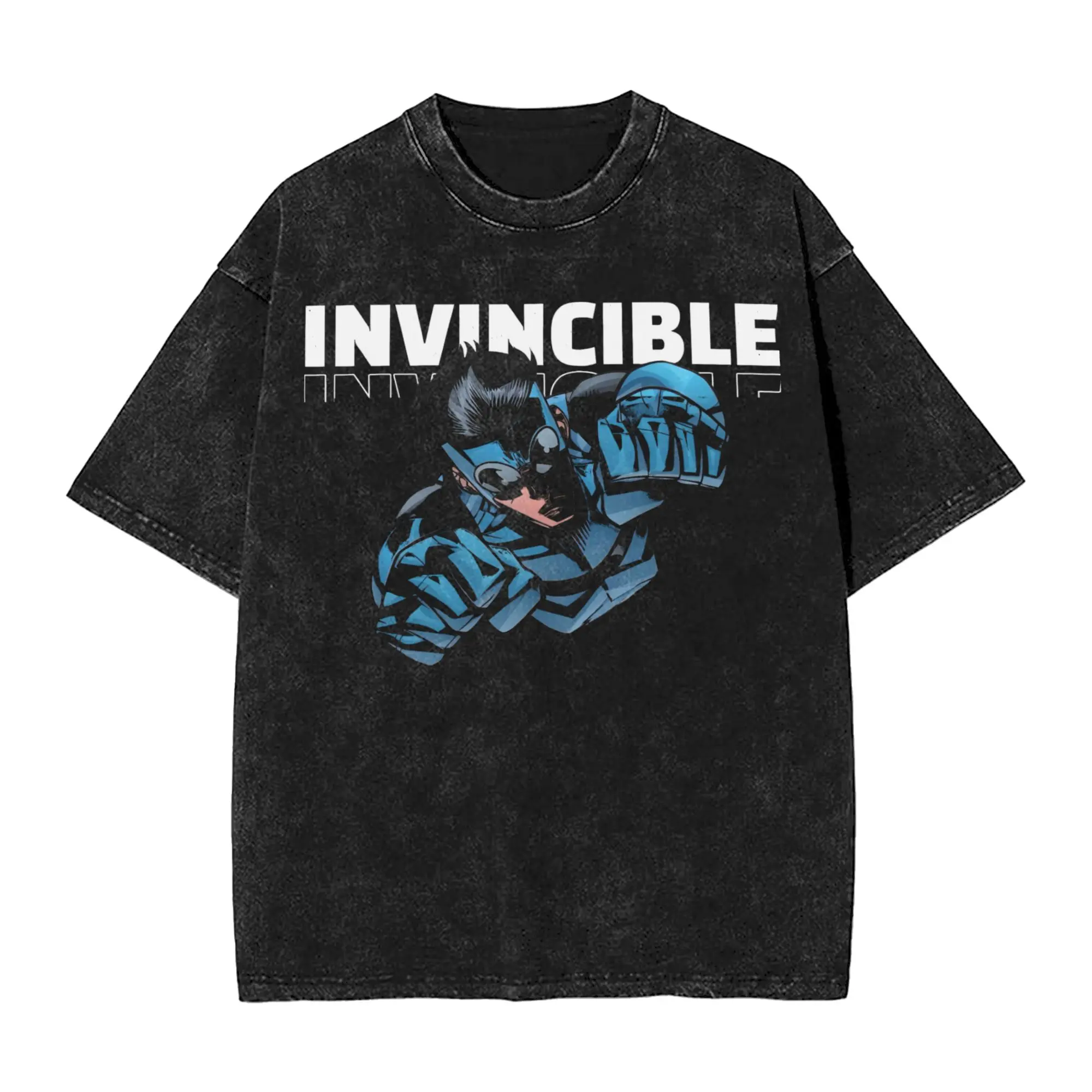 Invincible Cartoon Comic Washed Streetwear HipHop Oversized T-Shirt