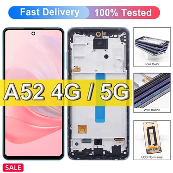 Schermo TFT A52 per Samsung Galaxy A52 4G A525F A525F/DS LCD Touch Screen + Cornice A52 5G A526B A526B/DS Ricambio Completo